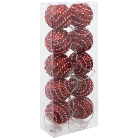 Ghirlanda con palline bianche e rosse 10 led bianchi caldi l165cm a batteria - Feeric lights & christmas (1/5)