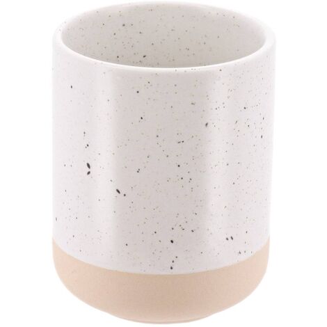 Bicchiere in gres speckled e base raw mat - bianco beige - Tendance
