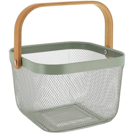 Cestino Uova Rotondo In Metallo Stile Country Con Manico In Legno - Vintage Rustico