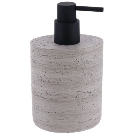 MSV Dispenser Sapone Poliresina Zen Grigio – Capacità 0,25 Litri, Dimensioni 13,5x8x18 Cm, Design Coordinato