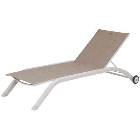 Sdraio Hespéride Ocala In Alluminio – Color Nocciola E Bianco, Con Ruote, Comoda E Leggera - 3
