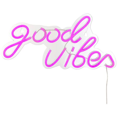 Tubo led neon da parete good vibes rosa l 40,5 cm - Atmosphera créateur d'intérieur (1/5)