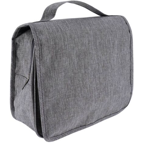 Borsa da toilette in poliestere con patta in velcro da appendere stampata con cerniera - grigio cina - Tendance (1/5)