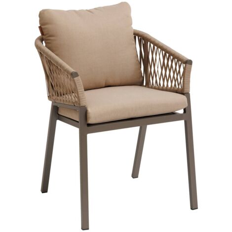 Set di 2 poltrone da giardino oriengo in alluminio e rete intrecciata, miele e pralina - Hespéride
