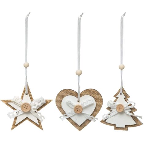 Argomento di Natale Wood Shape Jute x 3 (1/5)