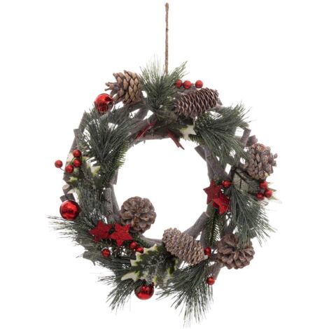 Ghirlanda naturale con rami 30cm rosso - Feeric lights & christmas