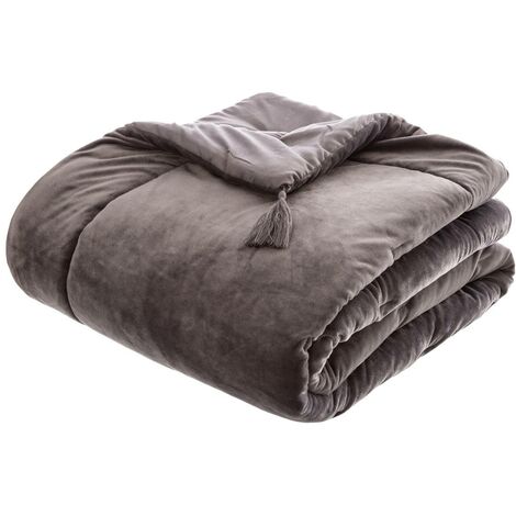 Piumino Sonia in velluto grigio 80x180cm - Atmosphera créateur d'intérieur
