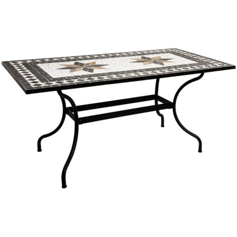 Tavolo da pranzo rettangolare Kipos in mosaico nero L160cm - Atmosphera créateur d'intérieur (1/2)