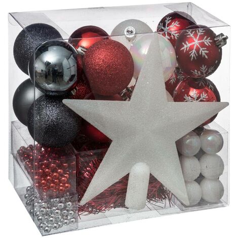 Kit albero di Natale Ferme aux sapins 44 pezzi bianco rosso - Feeric lights & christmas