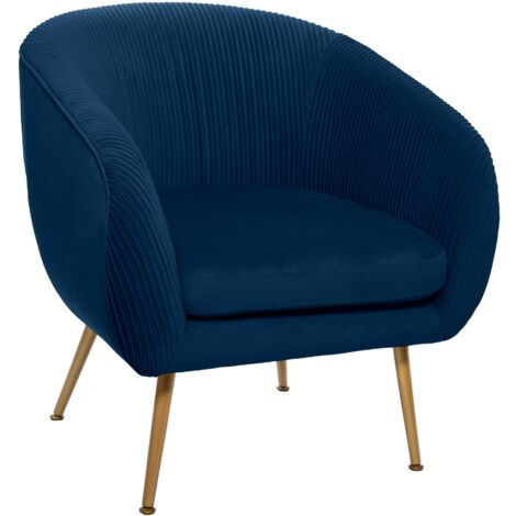 Poltrona Solaro in velluto plissettato blu - Atmosphera créateur d'intérieur