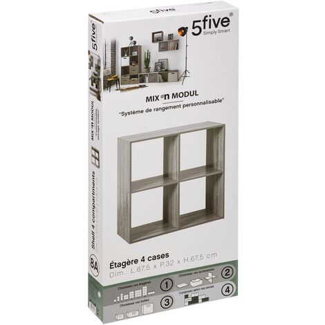 Mix n modul 4 ripiani, effetto rovere grigio - 5five