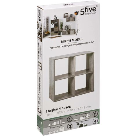 Mix n modul 4 ripiani, effetto rovere grigio - 5five
