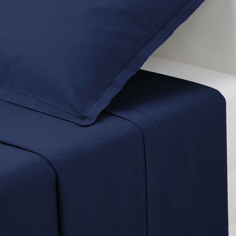Lenzuolo piatto carina in cotone 180x290cm blu inchiostro - Atmosphera créateur d'intérieur