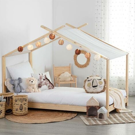 Tenda letto per bambini ilan in pino bianco 90x190cm - Atmosphera créateur  d'intérieur