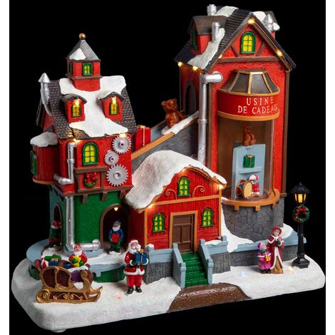 Timstor | Villaggio Natalizio animato con slitta di Babbo Natale - Nat