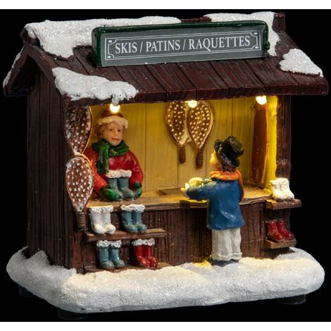 Villaggio natalizio illuminato 3 LED H.11,5cm - Sci - Feeric lights & christmas