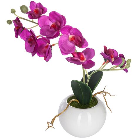 Orchidea artificiale in ceramica H25cm - Bianco - Atmosphera créateur d' intérieur