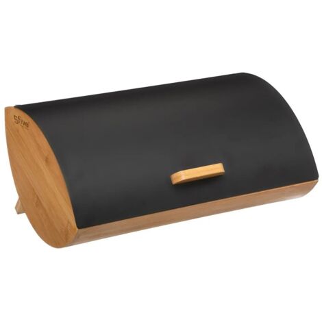 Alpeir Scatola Per Il Pane A Doppio Piano In Legno Di Pino Con Finestra Acrilica - Contenitore Angolare Per Cucina Nero