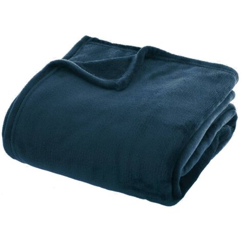 COPERTA DI FLANELLA blu navy 180x230cm morbida e accogliente