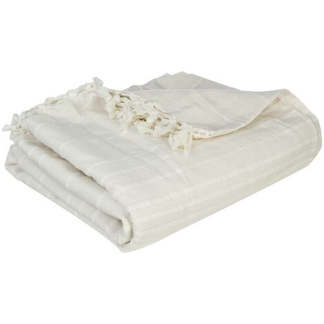 Copriletto Anjali in cotone bianco avorio 230x250cm - Atmosphera créateur d'intérieur