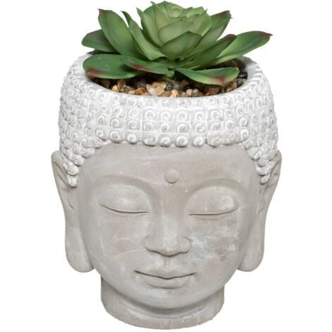 Pianta artificiale buddha in vaso di cemento h13,5cm - Atmosphera créateur d'intérieur