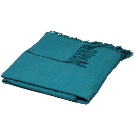 Copriletto anjali in cotone blu anatra 230x250cm - Atmosphera créateur d'intérieur