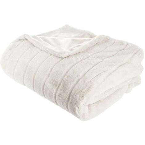 Lancio in pelliccia sintetica bianca Manoir 180x230cm - Atmosphera créateur d'intérieur