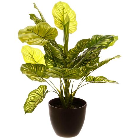 Pianta artificiale in vaso di cemento H45cm - Vert/rayé - Atmosphera créateur d'intérieur