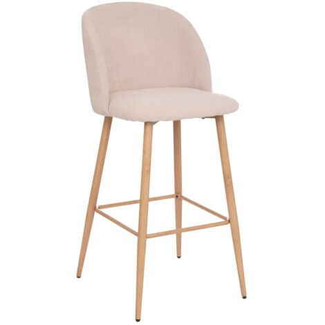 Sedia da bar celeste in velluto a coste beige - Atmosphera créateur d'intérieur