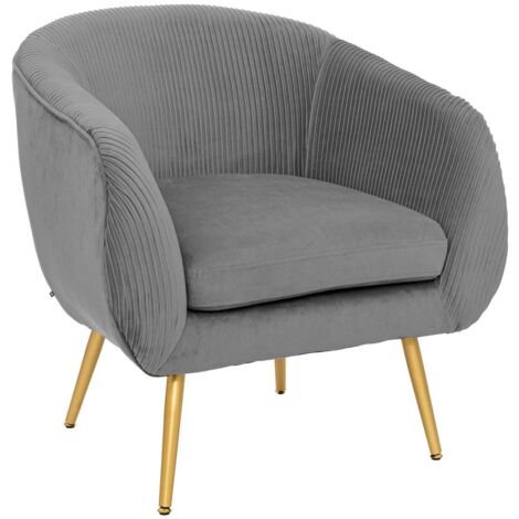 Poltrona Solaro in velluto grigio plissettato - Atmosphera créateur d'intérieur