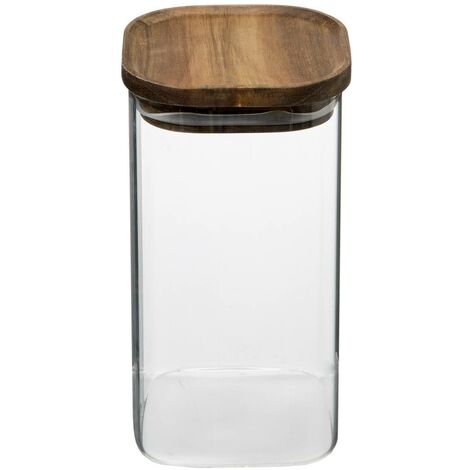 Vaso in vetro con coperchio in acacia hermet 1,3l - 5five