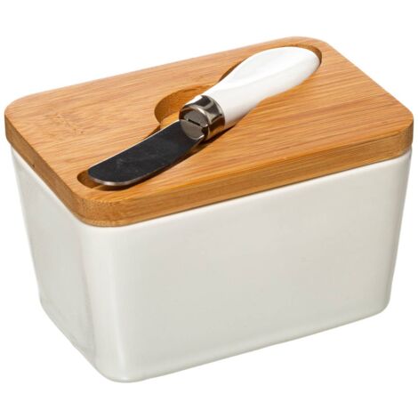 Burriera Francese In Porcellana - Portaburro Con Coperchio E Coltello, Senza Frigo