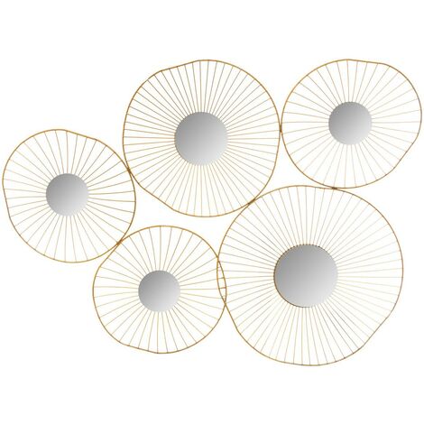 Decorazione da parete 5 specchi dorati 78x58cm - Atmosphera créateur d'intérieur (1/2)