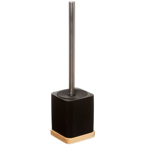 5five - Scopino Per WC Léa In Plastica Effetto Marmo - Nero, 38 Cm
