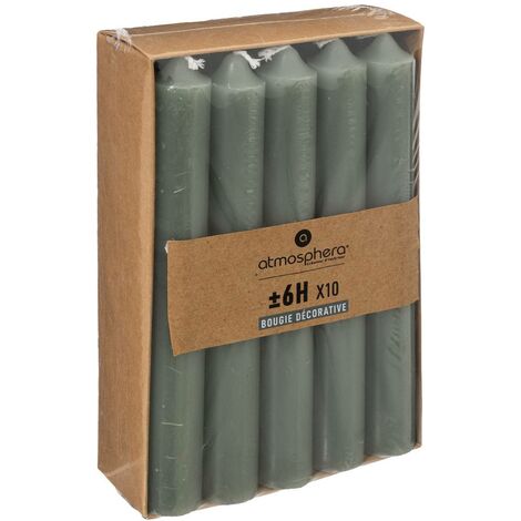 Confezione da 10 candele a bastoncino verde eucalipto 45g - Atmosphera créateur d'intérieur