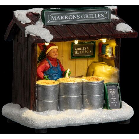 Villaggio natalizio illuminato 3 LED H.11,5cm - Castagne arrostite - Feeric lights & christmas