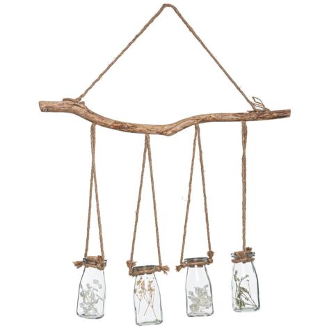 Lampada a sospensione con 4 fiori secchi in vaso di vetro h45cm - Atmosphera créateur d'intérieur