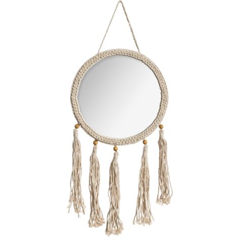 Specchio Decorativo A Forma Di Leone In Rafia E Rattan - Atmosfera Bambino - D38cm