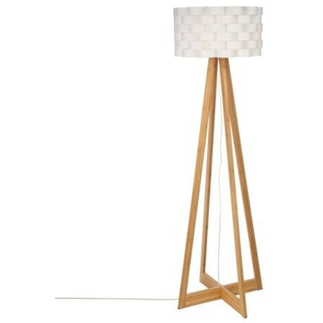 Lampada da terra Atmosphera Moki bianca bambù 50x150 cm