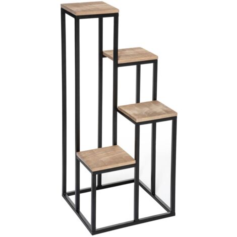 Eluno Supporto Per Piante 2 Ripiani: Scaffale In Metallo Nero, Multiuso Per Piante E Libri, 60x29x72 Cm