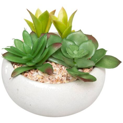 Pianta grassa artificiale vaso in cemento H10cm - Modello c - Atmosphera créateur d'intérieur