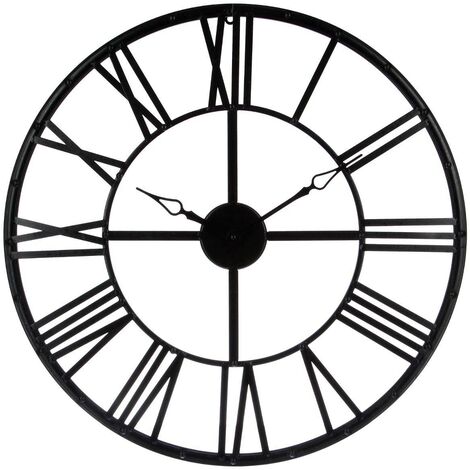 Orologio vintage in metallo nero D70cm - Atmosphera créateur d'intérieur