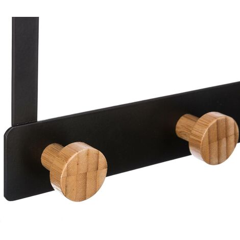 5five Appendiabiti Da Parete Design 4 Ganci In Legno Di Paulownia E Alluminio Nero - Lunghezza 42 Cm