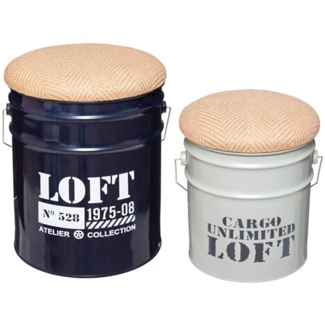 Set di 2 pouf alfred in metallo d27 32cm - Atmosphera créateur d'intérieur
