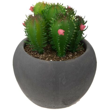Cactus artificiale in vaso di cemento h11,5 cm - Atmosphera créateur  d'intérieur