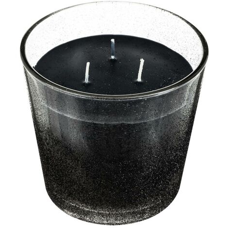 Candela nera 3 stoppini + tealight obliquo - candela nera 3 stoppini +  lumino obliquo, paraffina, vetro