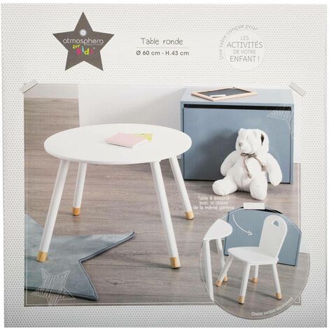 Tavolo per bambini douceur bianco d60cm - tavolo, bianco, mdf, dimensioni  60x60x43 cm - Atmosphera créateur d'intérieur