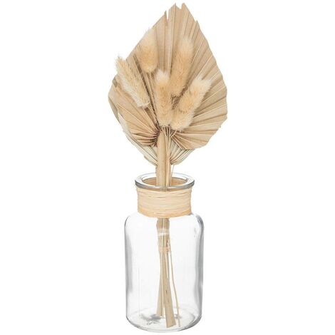 Composizione di fiori secchi vista mare in vetro h28cm - Atmosphera créateur d'intérieur