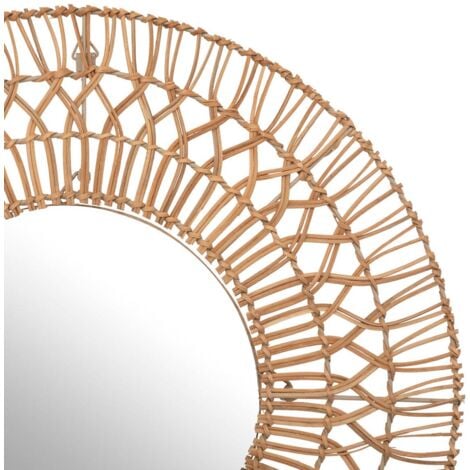 Specchio a forma di Sole in Rattan 58x58cm - Atmosphera Createur  d'interieur - Idee regalo