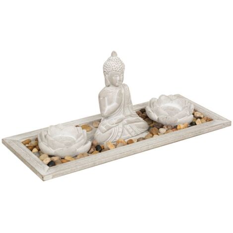 Giardino Zen In Legno Nero Atmosphere - 23x8cm Con Buddha, Candela E Rastrello - Foto 6